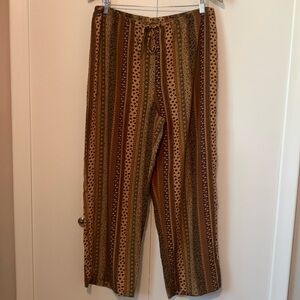 Vintage Wardrobe Essentials Vertically Patterned Stretchy Tie Pants Size Large